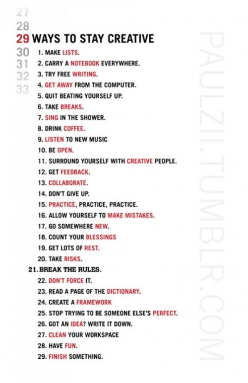 29 modi per restare creativi