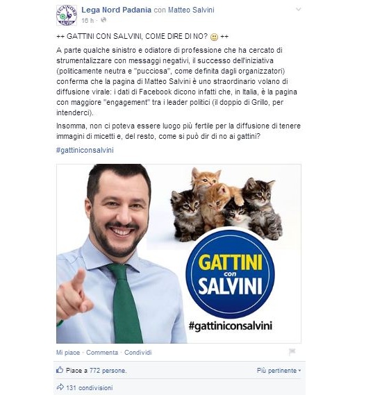 Gattini con Salvini, come dire di no?