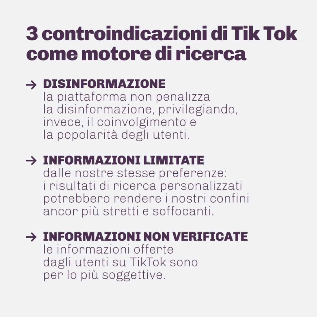 TikTok: 3 controindicazioni del motore di ricerca